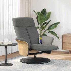Sillón reclinable de masaje con reposapiés tela gris oscuro