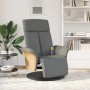 Sillón reclinable de masaje con reposapiés tela gris oscuro
