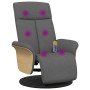 Sillón reclinable de masaje con reposapiés tela gris oscuro