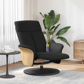 Sillón reclinable de masaje con reposapiés tela negra