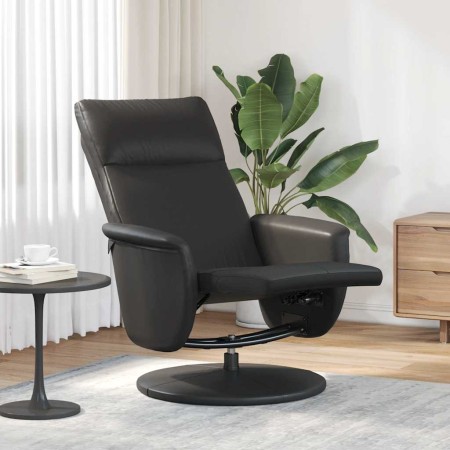 Sillón reclinable con reposapiés cuero sintético negro