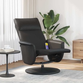 Sillón reclinable masaje con reposapiés cuero sintético negro