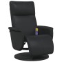 Sillón reclinable masaje con reposapiés cuero sintético negro