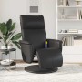 Sillón reclinable masaje con reposapiés cuero sintético negro