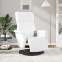 Sillón reclinable masaje con reposapiés cuero sintético blanco