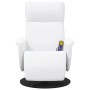 Sillón reclinable masaje con reposapiés cuero sintético blanco