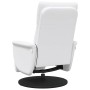 Sillón reclinable masaje con reposapiés cuero sintético blanco