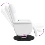 Sillón reclinable masaje con reposapiés cuero sintético blanco