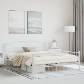 Estructura cama con cabecero sin colchón metal blanco 160x200cm