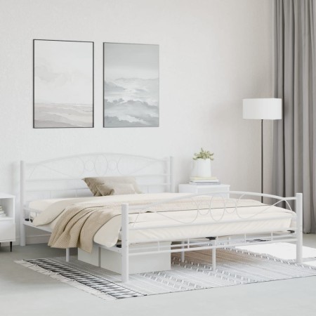 Estructura cama con cabecero sin colchón metal blanco 160x200cm