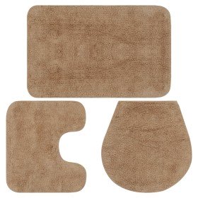 Conjunto de alfombrillas de baño de tela 3 piezas beige Conjunto de alfombrillas de baño de tela 3 piezas beige