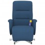 Sillón reclinable de masaje con reposapiés tela azul
