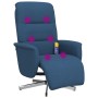Sillón reclinable de masaje con reposapiés tela azul