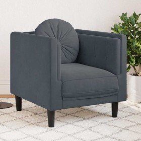 Sillón con cojín terciopelo gris oscuro Sillón con cojín terciopelo gris oscuro