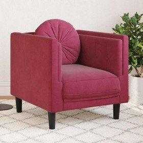 Sillón con cojín terciopelo rojo tinto Sillón con cojín terciopelo rojo tinto