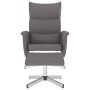 Sillón reclinable con reposapiés cuero sintético gris