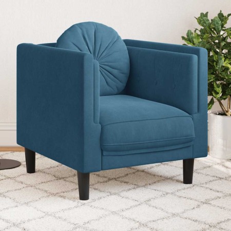 Sillón con cojín terciopelo azul