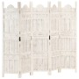Biombo 5 paneles tallado a mano madera mango blanco 200x165 cm