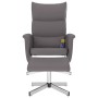 Sillón de masaje reclinable con reposapiés cuero sintético gris