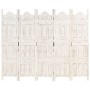 Biombo 5 paneles tallado a mano madera mango blanco 200x165 cm