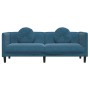 Sofá con cojines 3 plazas terciopelo azul