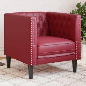 Sillón Chesterfield de cuero artificial rojo tinto Sillón Chesterfield de cuero artificial rojo tinto