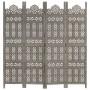 Biombo 4 paneles tallado a mano madera mango gris 160x165 cm