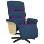 Sillón reclinable de masaje con reposapiés tela azul