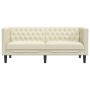 Sofá Chesterfield de 2 plazas cuero artificial blanco crema