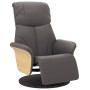 Sillón reclinable con reposapiés cuero sintético gris