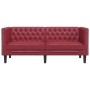 Sofá Chesterfield de 2 plazas cuero artificial rojo tinto