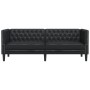 Sofá Chesterfield de 3 plazas cuero artificial negro
