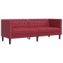 Sofá Chesterfield de 3 plazas cuero artificial rojo tinto
