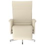 Sillón reclinable con reposapiés cuero sintético color crema