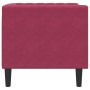 Sillón Chesterfield de terciopelo artificial rojo tinto