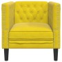 Sillón Chesterfield de terciopelo amarillo