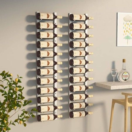 Wand-Weinregal für 12 Flaschen, 2 Einheiten, weißes Eisen von vidaXL, Weinregale - Ref: Foro24-340881, Preis: 104,73 €, Rabat...