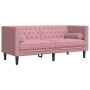 Sofá Chesterfield 2 plazas con cojines terciopelo rosa