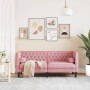 Sofá Chesterfield 2 plazas con cojines terciopelo rosa