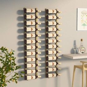 Wand-Weinregal für 12 Flaschen, 2 Einheiten, goldenes Eisen von vidaXL, Weinregale - Ref: Foro24-340882, Preis: 84,59 €, Raba...