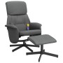 Sillón reclinable de masaje con reposapiés tela gris oscuro