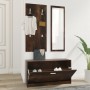 Set mueble zapatero 3 en 1 madera contrachapada roble ahumado