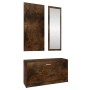 Set mueble zapatero 3 en 1 madera contrachapada roble ahumado