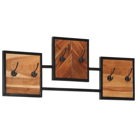 Perchero de pared madera maciza de acacia y hierro 90x1x35 cm en Percheros para sombreros y abrigos | Comprar online en Foro24