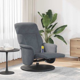 Sillón reclinable masaje con reposapiés terciopelo gris oscuro
