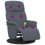 Sillón reclinable masaje con reposapiés terciopelo gris oscuro