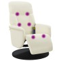 Sillón reclinable masaje con reposapiés terciopelo color crema