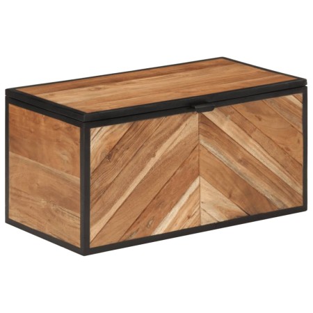 Caja de almacenaje madera maciza acacia y hierro 60x30x30 cm
