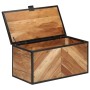 Caja de almacenaje madera maciza acacia y hierro 60x30x30 cm