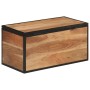 Caja de almacenaje madera maciza acacia y hierro 60x30x30 cm